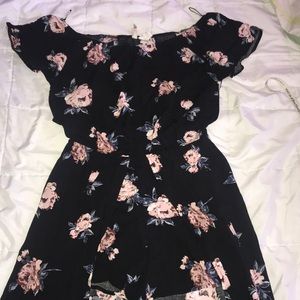 Mimi Chica size L Black floral Maxi romper dress.